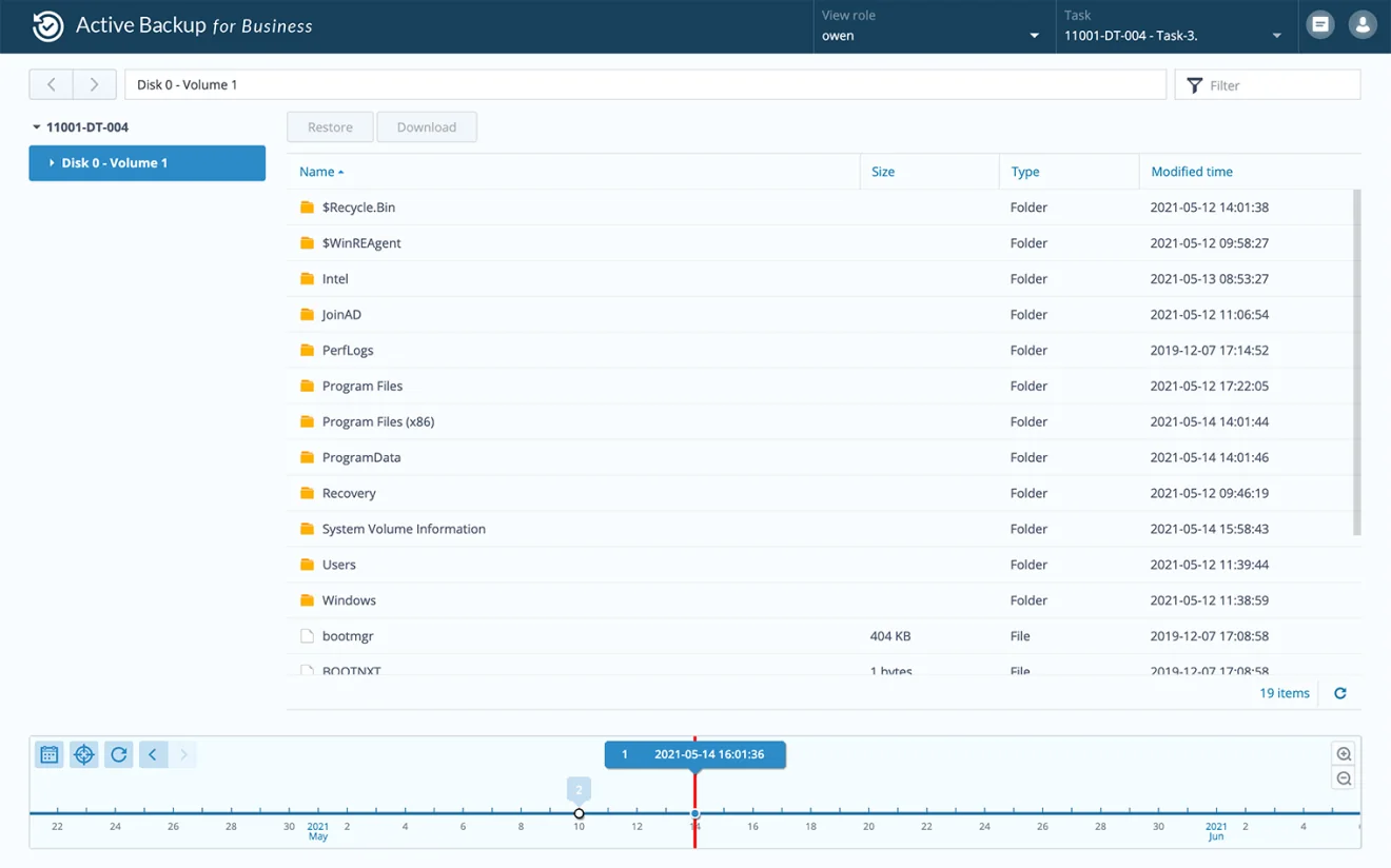 Obnova súboru zo zálohy v Synology Active Backup for Business